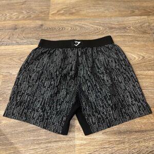 Gymshark Men’s Black Athletic Shorts Medium Abstract Logo Performance Training